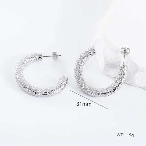 304 Stainless Steel Earrings For Women Irregular Geometric Hoop C-Shape Minimalist Versatile Fashion Jewelry