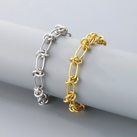 Edelstahl Geknotete Gliederketten Armband Für Herren Damen Verstellbar Industrieller Minimalismus Hip Hop Schmuck