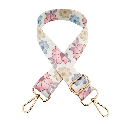 Adjustable Polyester Wide Shoulder Bag Strap Floral Geometric Print Replacement Strap With Metal Clasps For Women Handbags
