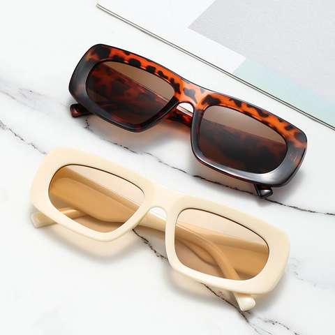 Lunettes De Soleil Carrées Monture Épaisse Rectangle Rétro Protection UV400 Hip Hop Style Y2K Pour Hommes Femmes