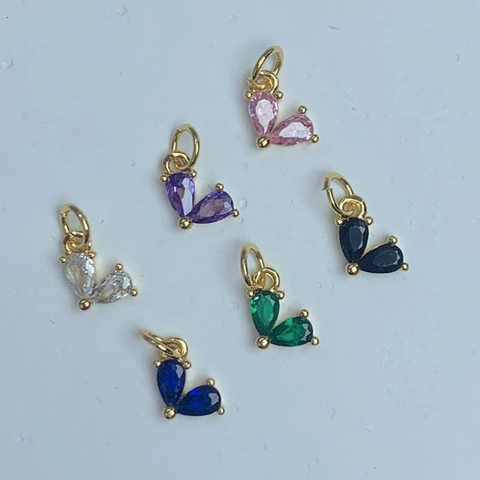 Dijes De Circonita Cúbica En Forma De Corazón Gota De Agua Colgantes De Cobre Chapados En Oro De 18K Para Hacer Joyas DIY