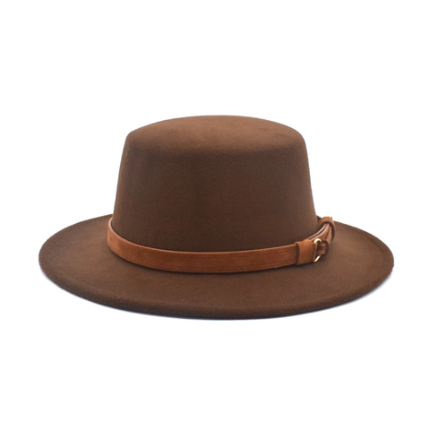Cappello Boater A Tesa Larga In Feltro Di Lana Vintage Jazz Fedora Per Uomo Donna Con Cinturino A Fibbia