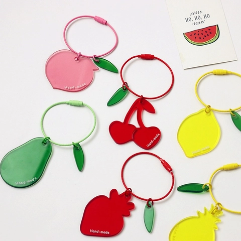 Süßer Acryl Frucht Schlüsselanhänger Pfirsich Erdbeere Avocado Ananas Anhänger Mit Metall Schraubring Handgefertigtes Geschenk Für Tasche
