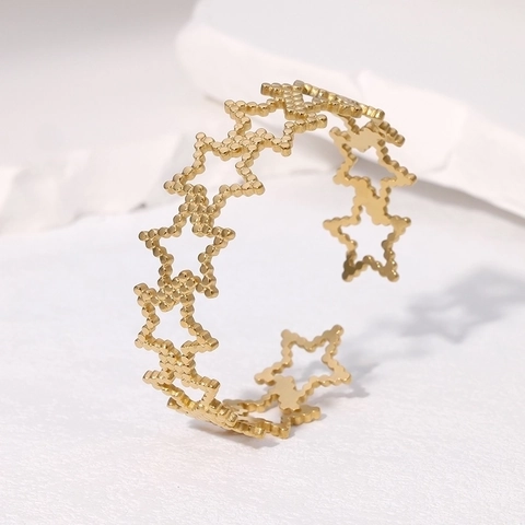 Bracciale Aperto In Acciaio Inossidabile Stella Traforata Design Semplice Gioielli Di Moda Per Donna