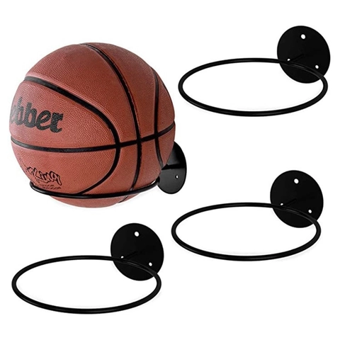 Wall Mounted Ball Storage Rack Black Metal Basketball Holder Display Stand For Football Volleyball Soccer Space Saving Organizer