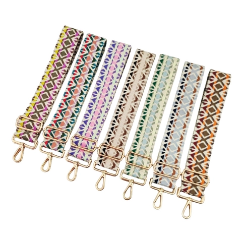 Böhmisch Vintage Verstellbar Breit Schultergurt Für Handtaschen Geometrisch Ethno Ersatz Taschengurt Mit Goldener Schnalle