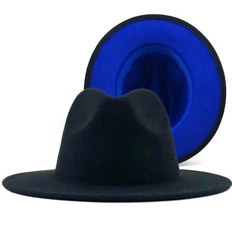 Cappello Fedora A Tesa Larga Colore A Contrasto Design Feltro Di Lana Cappello Jazz Stile Etnico Per Uomo Donna