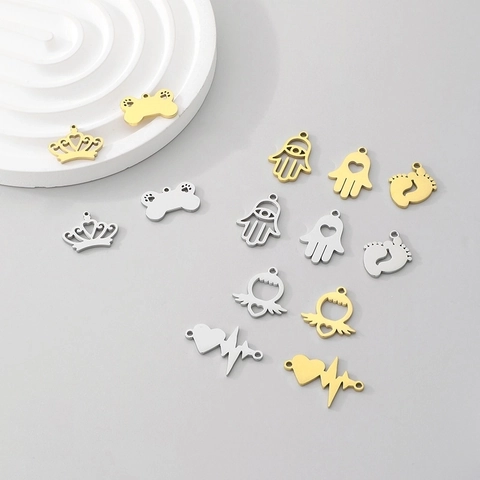 DIY Schmuck Anhänger Edelstahl Gemischte Formen Totenkopf Herz Krone Hamsa Hand Liebe Charms Bastelbedarf