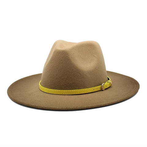 Klassischer Fedora Hut Mit Breiter Krempe Zweifarbig Wollfilz Jazz Hut Vintage Unisex Verstellbar