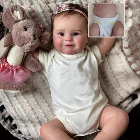 Realistic Reborn Baby Doll Full Body Vinyl Waterproof Lifelike Newborn Doll With Hand Rooted Hair For Kids Gift