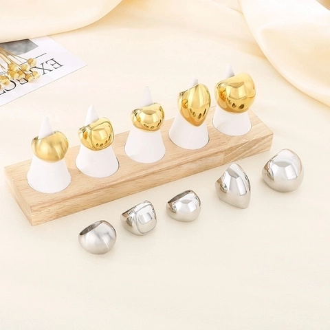 Chunky Dome Ring 316L Stainless Steel High Polished Geometric Statement Oversized Minimalist Jewelry For Women