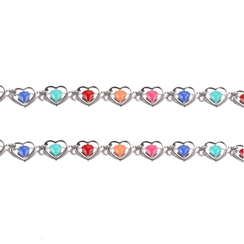 Cadena De Eslabones De Corazón Acero Inoxidable Esmalte Multicolor Accesorios De Fabricación De Joyas DIY Para Collares Y Pulseras