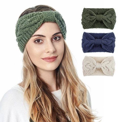 Cable Knit Headband Ear Warmer Winter Warm Twist Knot Crochet Hair Band For Women Autumn Winter Fashion