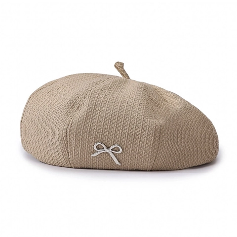 Damen Strick Barett Herbst Winter Waffel Textur Mit Metall Schleife Und Buchstabe C Dekoration Verstellbar Mode Warm