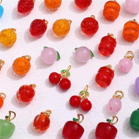Handgemachte Glasur Frucht Anhänger Mit Kupfer Vergoldeten Blatt Charms Für DIY Schmuckherstellung Nur Anhänger Ohne Kette