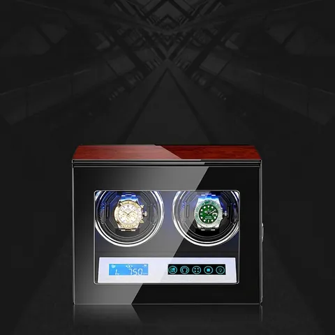 Scatola del Tempo Automatica per Orologi Meccanici Lusso in Legno Laccato Pianoforte Display con LCD Touch Screen LED