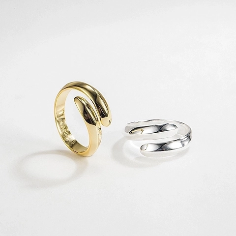 Bague Ouverte Ajustable Minimaliste en Argent Sterling 925 pour Femme Mode Géométrique Fin Métal Lisse Bague Cadeau Bijoux