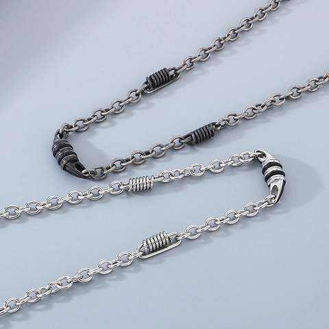 Collar De Acero Inoxidable Minimalista Diseño De Resorte Industrial Cadena Box Joyería De Moda Hombre Mujer