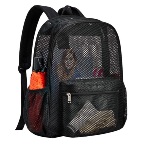 Breathable Mesh Backpack Lightweight Polyester Transparent Shoulder Bag For Beach Travel Outdoor Sports Unisex