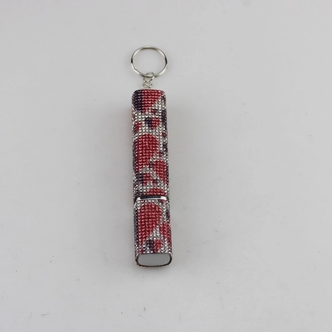 Rhinestone Refillable Perfume Spray Bottle Portable Empty Travel Container With Keychain Sparkling Alloy Ornament Women