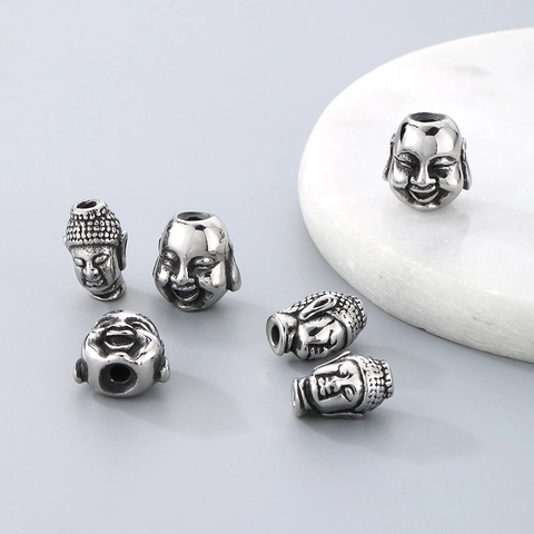Perles D'Espacement Tête De Bouddha Acier Inoxydable Rétro Religieux Style Antique Pour Création De Bijoux DIY Bracelets Colliers