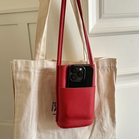 Bolso Bandolera Teléfono Cuero PU Mini Bolso Hombro Patrón Lichi Cierre Magnético Vertical Cuadrado Mujeres Casual Bag