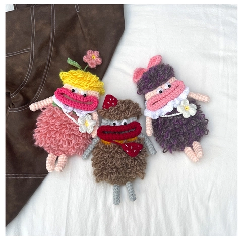 Kinder Umhängetasche Handgehäkeltes Garn Cartoon Monster Design Für Jungen Und Mädchen Verspielt