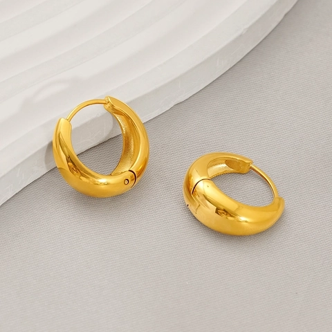 Chunky Hoop Ohrringe 18K Vergoldet Edelstahl Hochglanzpoliert Minimalistisch Geometrisch Modeschmuck Für Damen