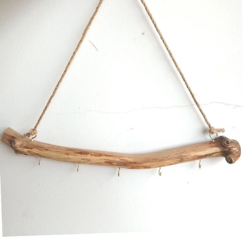 Organizzatore Da Parete In Legno Naturale Con Ganci Metallici Per Gioielli E Chiavi Rastrelliera Rustica In Legno Alla Moda