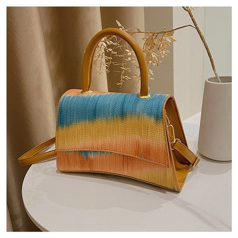 Borsa Da Donna Sfumata In Pelle PU Trama Litchi Borsa A Tracolla Manico Superiore Borsa Quadrata Alla Moda