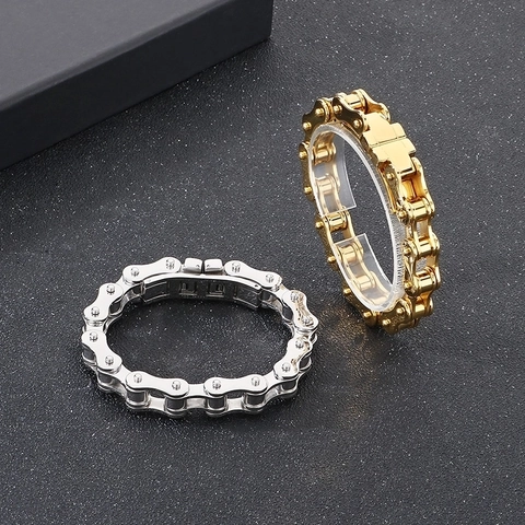 Bracciale Catena Da Moto In Acciaio Inossidabile Maglia Da Bicicletta Stile Punk Industriale Lucidato Gioielli Uomo