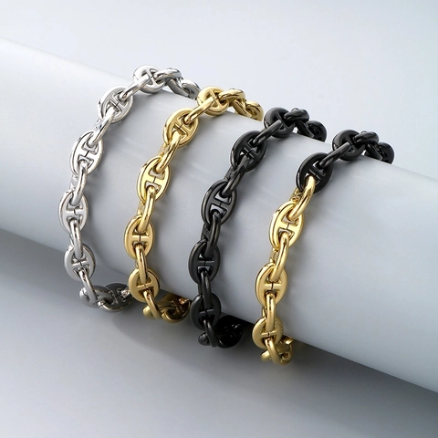 Collar Y Pulsera De Cadena De Ancla De Acero Inoxidable Hip Hop Para Hombres Mujeres Joyería Pulida De Moda