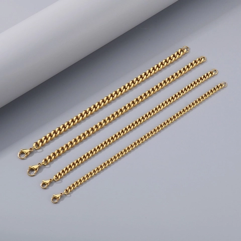 Stainless Steel Cuban Link Chain Necklace And Bracelet Set Minimalist Hip Hop Fashion Jewelry For Men Women