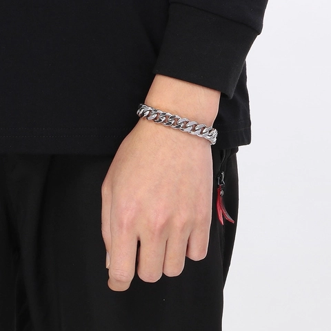 Stainless Steel Cuban Link Chain Bracelet For Men Women Hip Hop Punk Style Curb Jewelry Multiple Colors