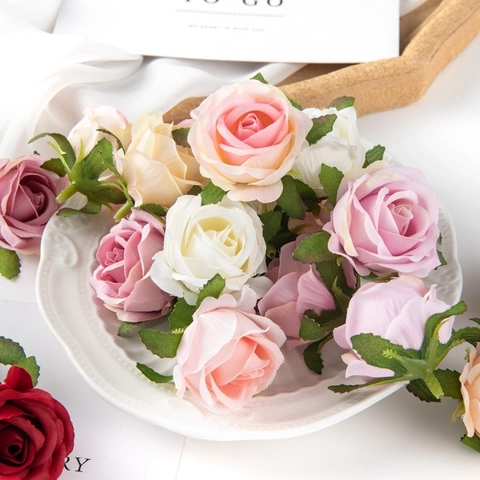 4cm Artificial Satin Rose Flower Heads For DIY Wedding Decoration Home Floral Arrangement Craft Accessories Simulation Roses