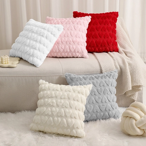 Plush Decorative Throw Pillow Covers 3D Embossed Pumpkin Ghost Heart Patterns Soft Cushion Cases For Sofa Home Decor