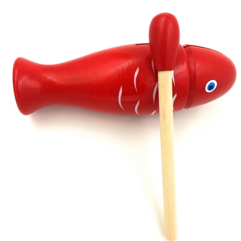Fish Shaped Wooden Temple Block Percussion Musical Instrument Toy Red Educational Rhythm Instrument For Kids Preschool