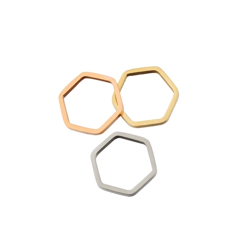 Dijes De Anillo Hueco Hexagonal 304 Acero Inoxidable Pulido Espejo Colgante Geométrico Hallazgos De Joyería DIY