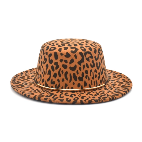 Cappello Boater In Feltro Di Lana Maculato Tesa Larga Retro Jazz Fedora Con Fascia In Metallo Dorato Per Uomo Donna
