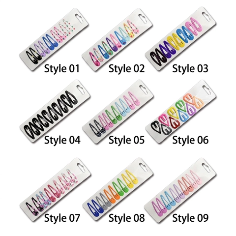 Pinzas Para El Pelo Para Niños De Aleación De Metal Coloridas Forma De Gota Patrones De Estrellas Corazón Horquillas Para Niñas
