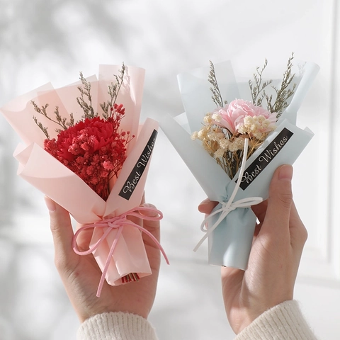 Mini Bouquet Artificial Soap Carnation Sunflower Dried Gypsophila Preserved Flower Gift Handmade Romantic Souvenir