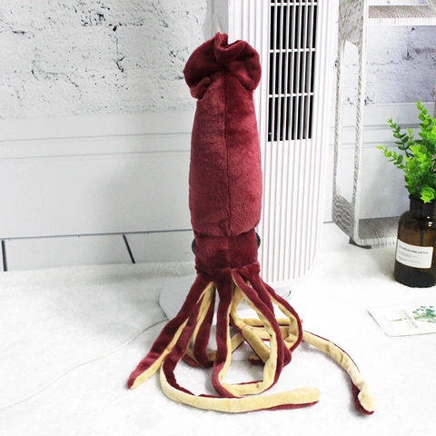 Realistic Squid Plush Toy Simulation Octopus Stuffed Animal Soft Short Plush Deep Sea Creature Burgundy Creative Gift