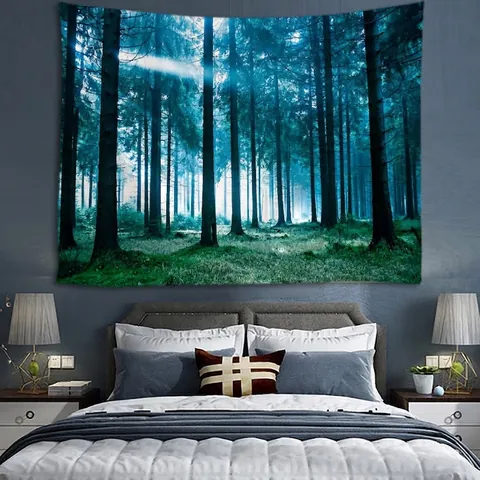 Arazzo Paesaggio Naturale Foresta Cascata Da Parete Tessuto Poliestere Decorazione Per Camera Da Letto Soggiorno