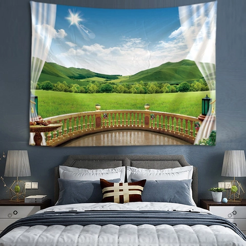 Arazzo Da Parete Paesaggio Naturale Poliestere Foresta Mare Cascata Decorazione Per Camera Da Letto E Soggiorno