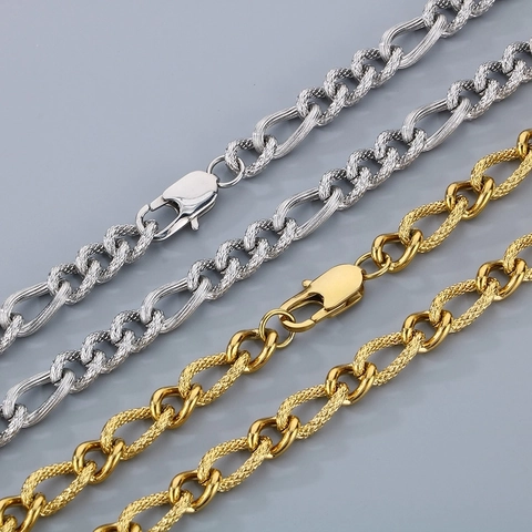 Collana E Bracciale A Catena Figaro In Acciaio Inossidabile Stile Hip Hop Punk Catena Cubana Texturizzata Gioielli