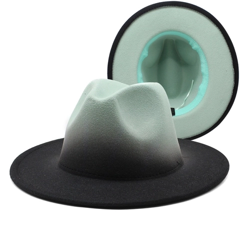 Vintage Sfumato Bicolore Cappello Fedora per Uomo Donna Jazz Cappello Tesa Larga Stile Britannico Lana Feltro Cappello Accessori Invernali
