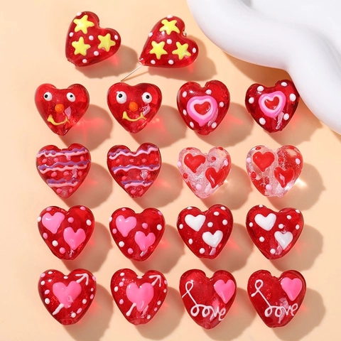 Perle Di Vetro Lampwork Forma Cuore Per Creazione Gioielli DIY Orecchini Bracciali Stile Romantico Dolce