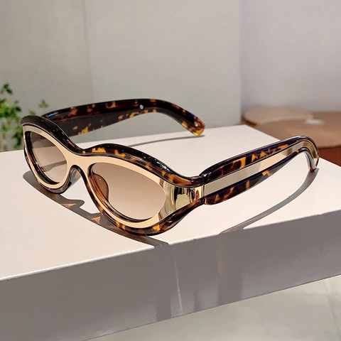 Occhiali Da Sole Occhio Di Gatto Retro Protezione UV400 Montatura PC Y2K Vintage Ovale Moda Per Sport All Aperto Uomini Donne