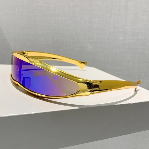 Futuristic Wrap Around Shield Sunglasses Y2K Cyberpunk Style Integrated PC Frame UV400 Protection Outdoor Sports Eyewear