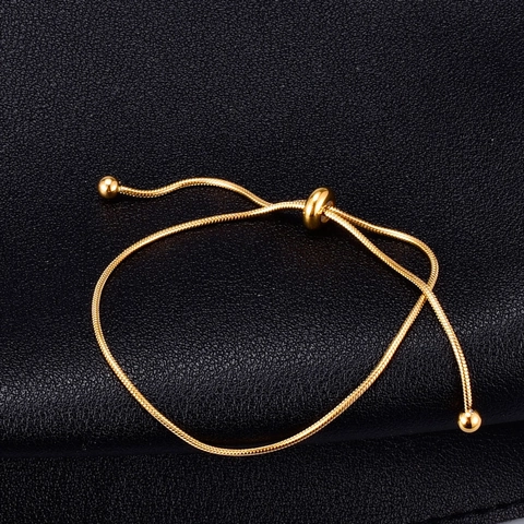 Minimalistisches Schlangenkette Armband Fußkettchen 316L Titanstahl Vergoldet Verstellbarer Schiebeverschluss Damen Schmuck
